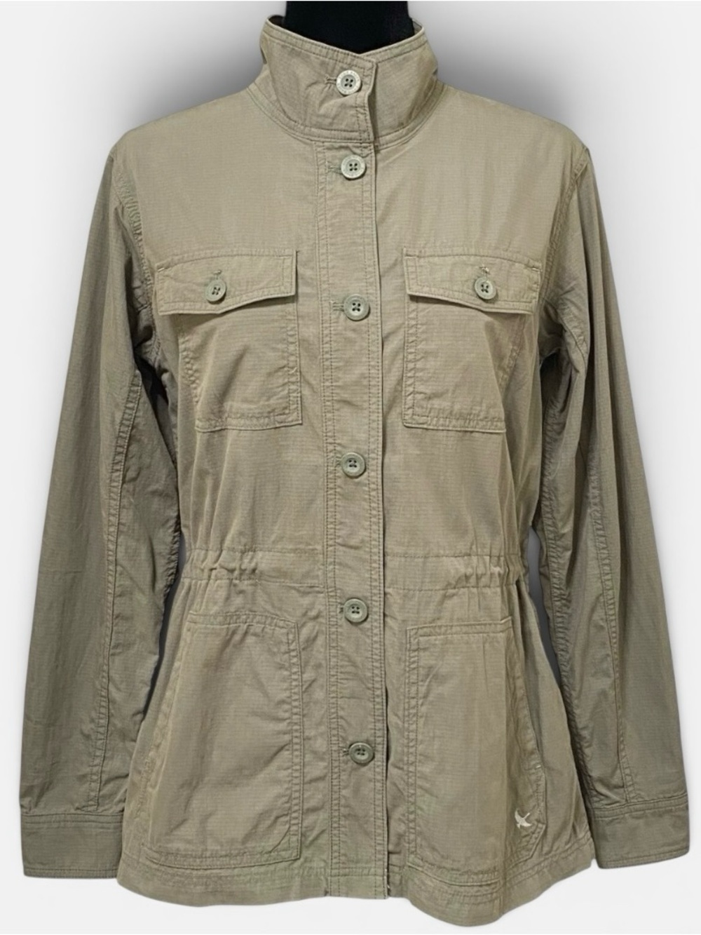 Eddie Bauer Army Green Utility Jacket Drawstring Waist Lightweight Size Medium - Picture 2 of 8